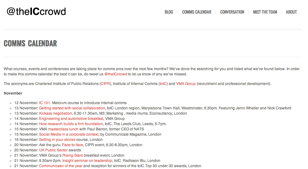 Comms calendar goes live