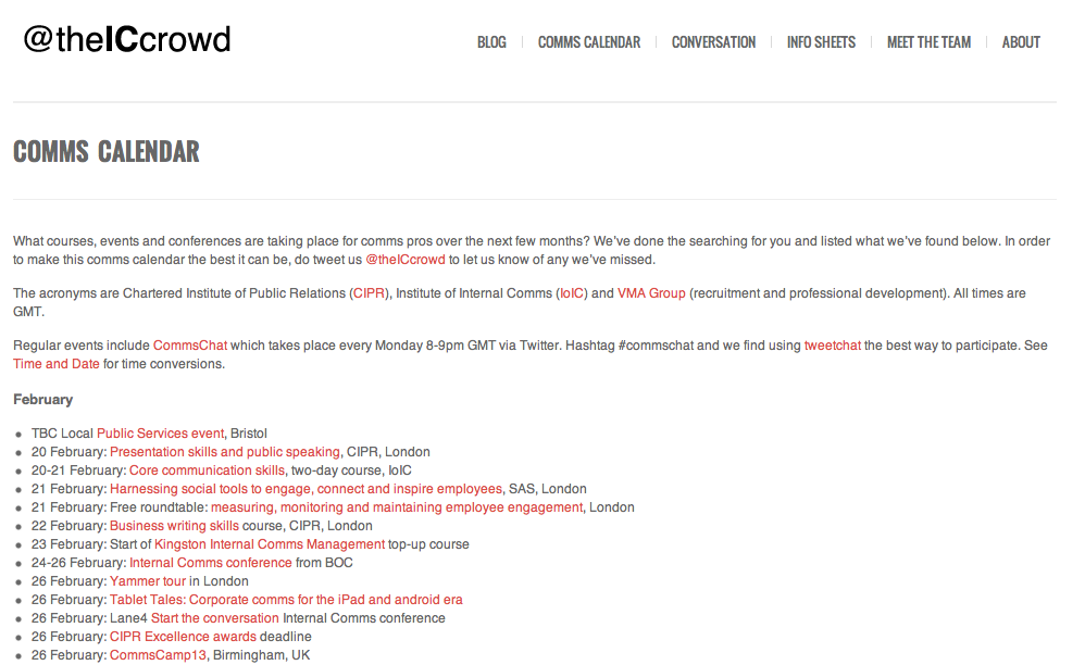 What’s on for internal communication professionals?